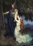 Ferdinand Leeke Brunhilde knelt at his feet oil